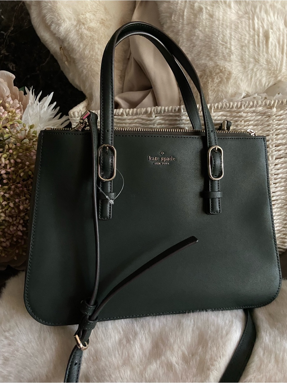 Kate Spade New York Connie Triple Gusset Satchel in Forest Green